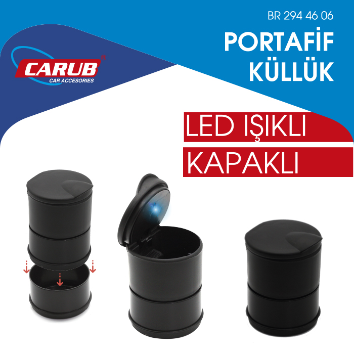 CARUB KÜLLÜK PORTATİF IŞIKLI KAPAKLI SİYAH-BR2944606