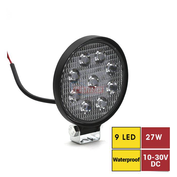 ÇALIŞMA LAMBASI 27W 9 LED YUVARLAK SİYAH CARUB-BR3010506