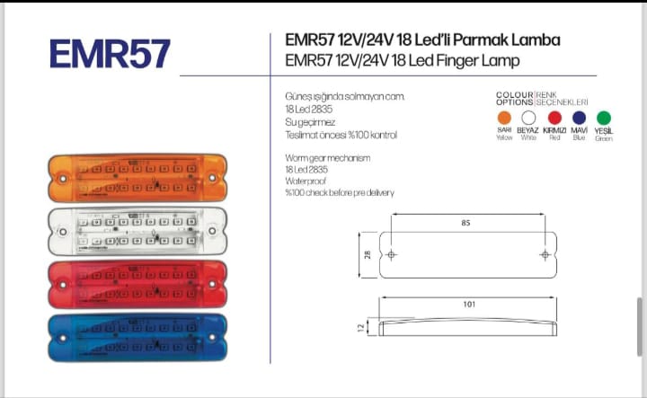 18 LEDLİ ÇİFTLİ PARMAK LAMBA BEYAZ-EMR 57 B