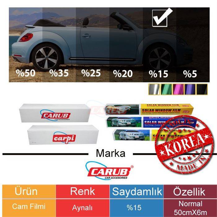 CARUB CAM FİLMİ 50cmX6M AYNALI %15 SH-015-1202401