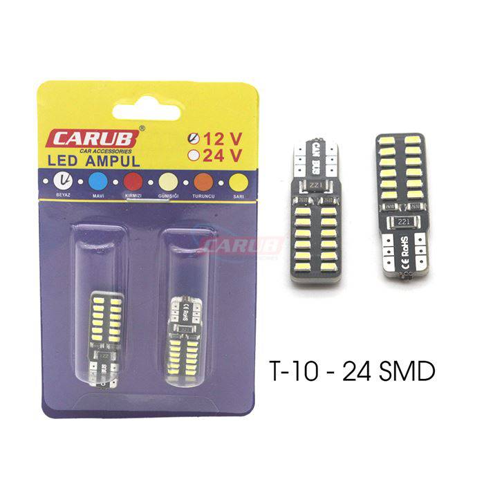 CARUB AMPUL 12V T10 24 SMD FİBER BEYAZ-BR0405535