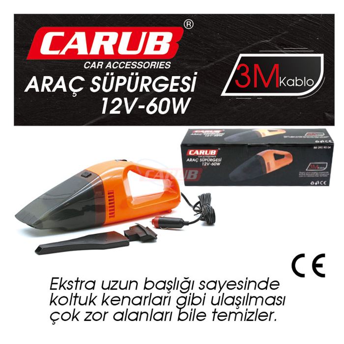 CARUB OTO SÜPÜRGE 12V ÇAKMAKTAN TURUNCU CE BELGELİ-BR0909004