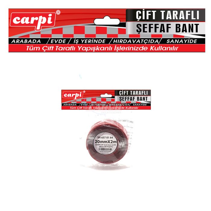 CARPİ ÇİFT TARAFLI BANT ŞEFFAF 20MMX2M POŞETLİ-BR6570164