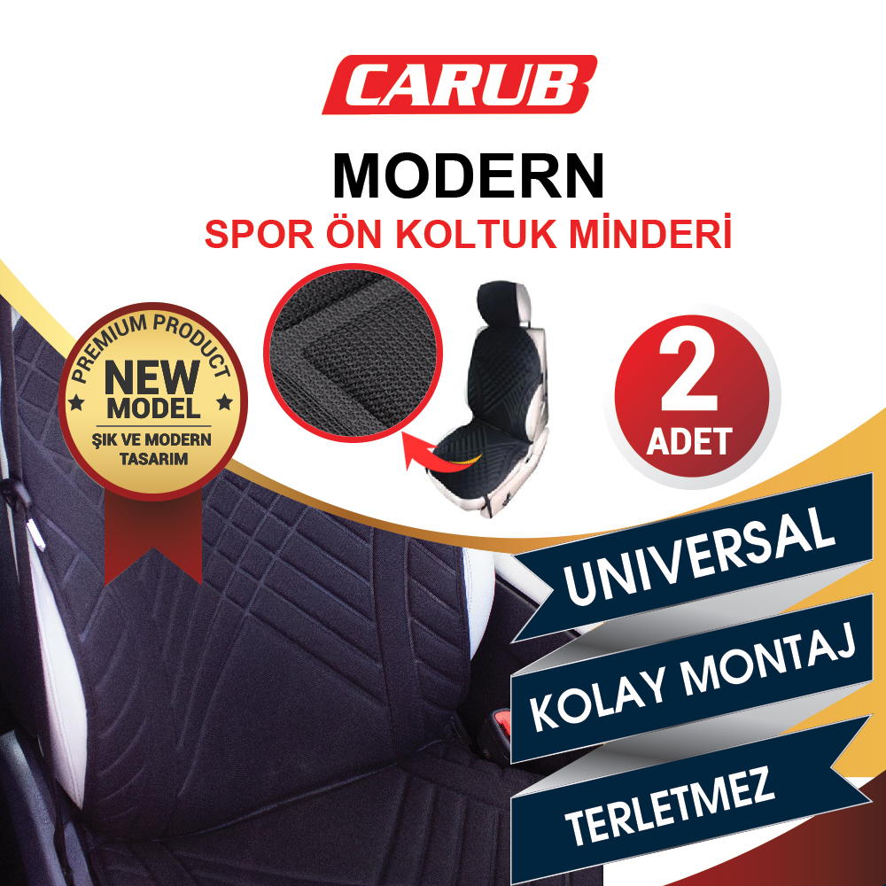 CARUB OTO KOLTUK MODERN SPOR MİNDER 2'Lİ SİYAH-BR4818101