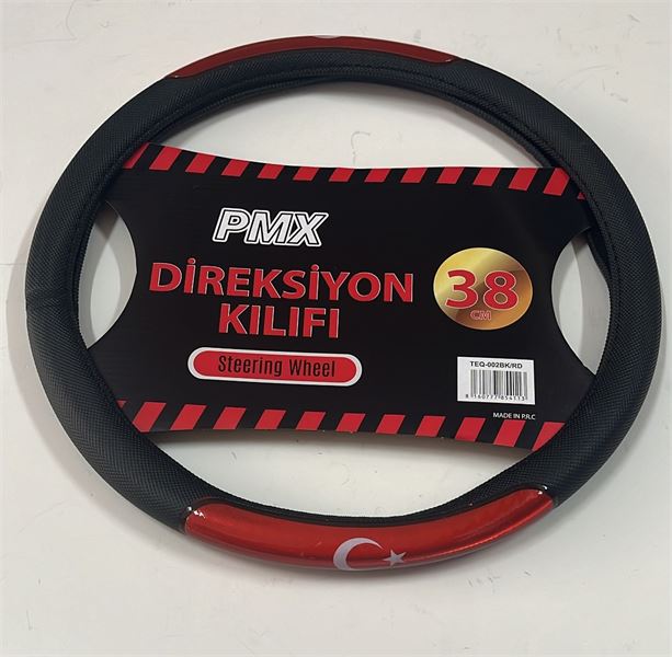 PMX DİREKSİYON KILIFI 38 CM FOSFORLU KIRMIZI TÜRK BAYRAKLI