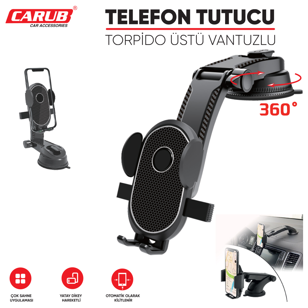 CARUB TELEFON TUTUCU AYARLI CARBON VANTUZLU-5901974