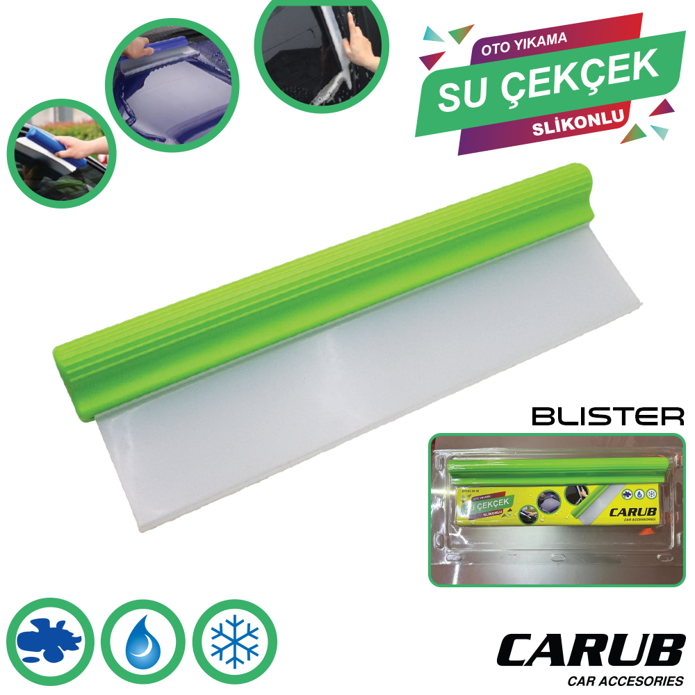 CARUB OTO YIKAMA SU ÇEKÇEK SİLİKONLU 30X10 YEŞİL-0922538