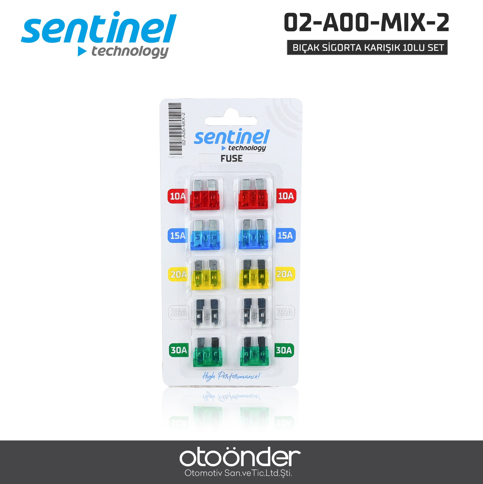 SENTİNEL BIÇAK SİGORTA KARIŞIK 10'LU SET-02-A00-MIX-2