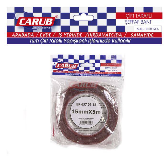 CARUB ÇİFT TARAFLI BANT SİYAH 15MM X 5 MT-BR6570118