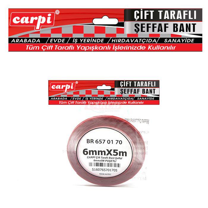 CARPİ ÇİFT TARAFLI BANT ŞEFFAF 6mm*5M POŞETLİ-BR6570170