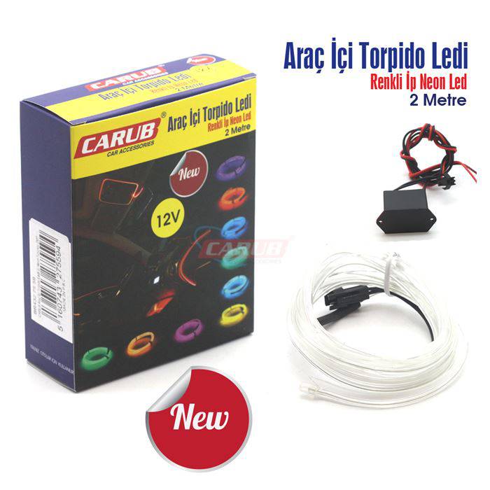 CARUB TORPİDO LEDLİ İP NEON BUZ MAVİ 2MT-BR4327558